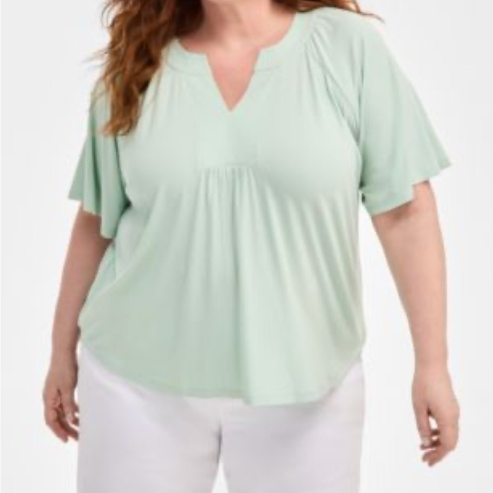 Style & Co Plus Size Flutter-Sleeve Top